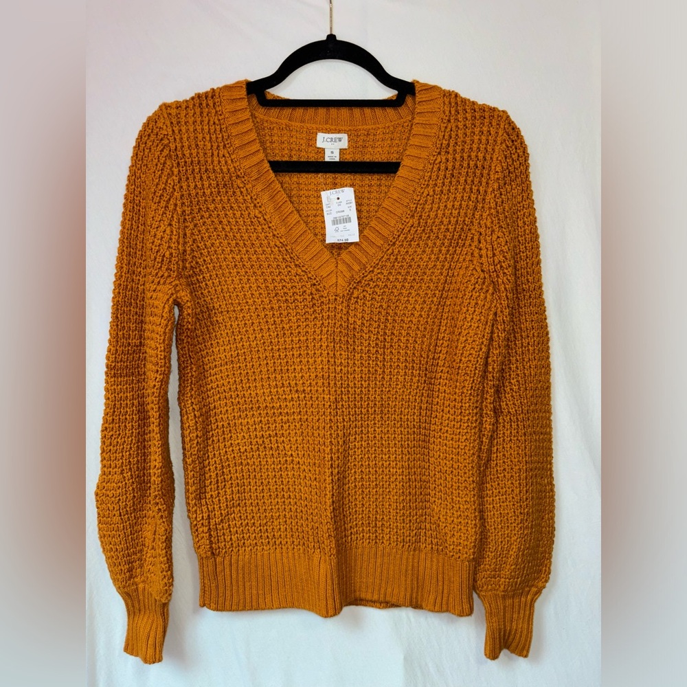 NWT J Crew Camel/Brown V Neck Sweater Size S